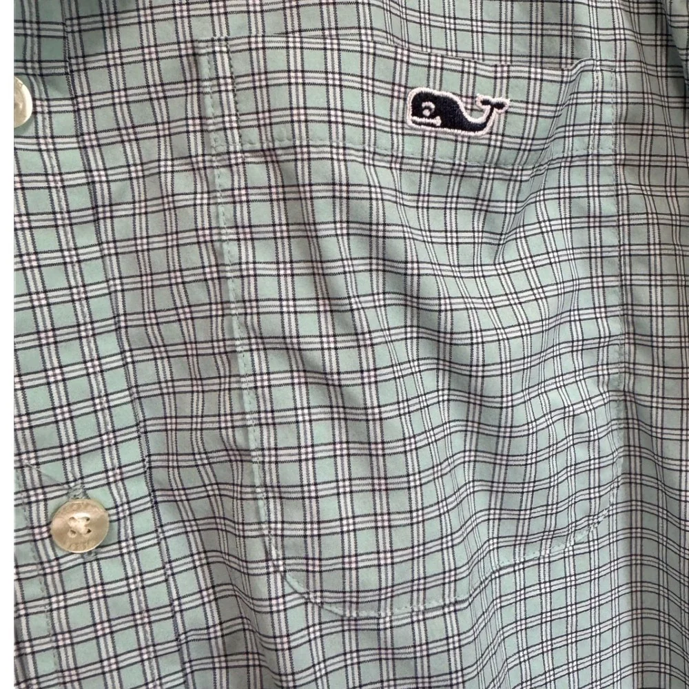 Vineyard‎ Vines Button Down Mens S Green Excellent On-The-Go Performance Plaid